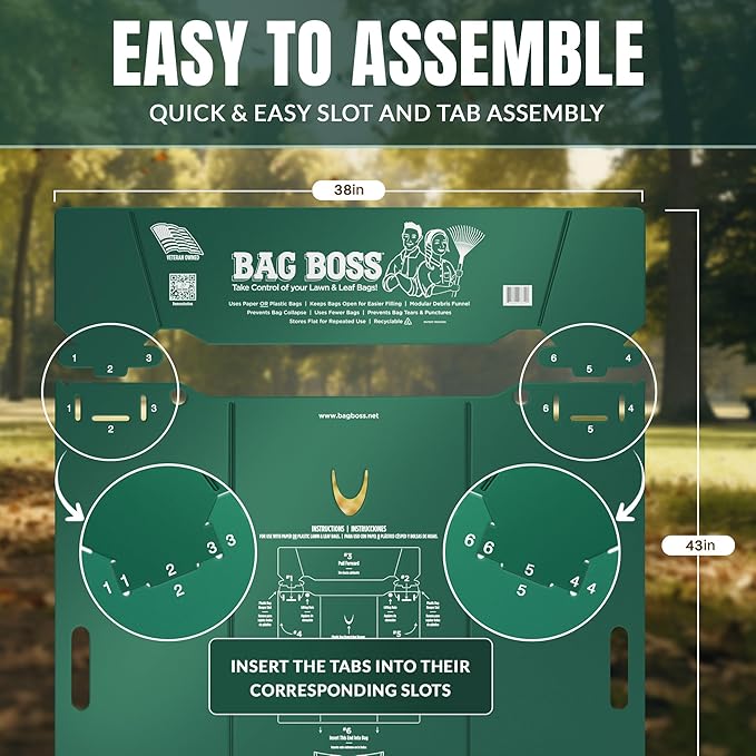 Lawn & Leaf Bag Holder Stand | Fits 33-55 Gallon Paper or Plastic Yard Waste Bags | Durable, Foldable Trash Bag Holder Stand and Leaf Scoop