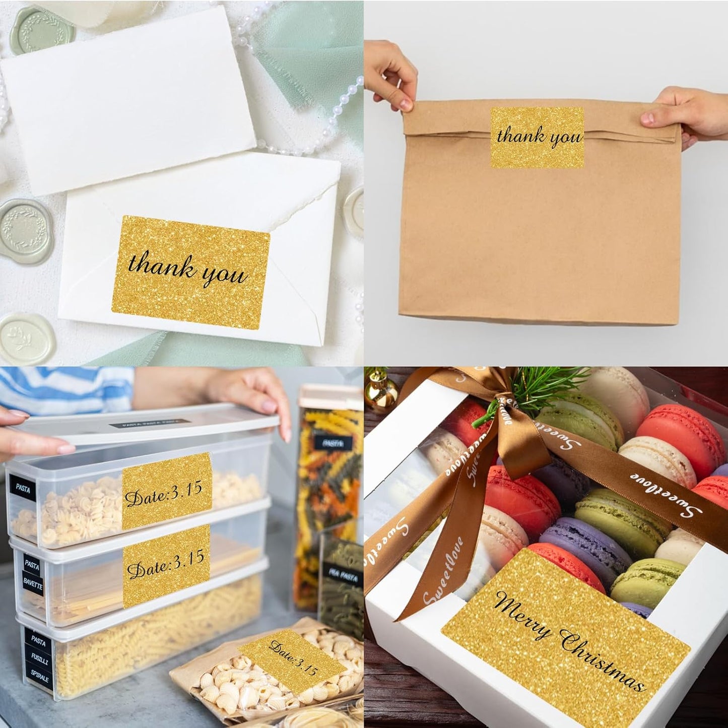 2" x 3" Glitter Gold Thermal Label Stickers,Waterproof Thermal Printer Sticker Labels for Gift Wrapping, Self-Adhesive Name Price Tag DIY Custom Logo Design (280 pcs,Silver)