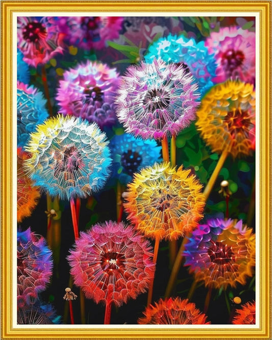 Hopeart Stamped Cross Stitch Kits for Beginner Embroidery Kits for Beginners Adults DIY 11CT Cross Stitch Patterns Needlepoint Kits Crossstitching Kits-Colorful Dandelion 16x20 inch