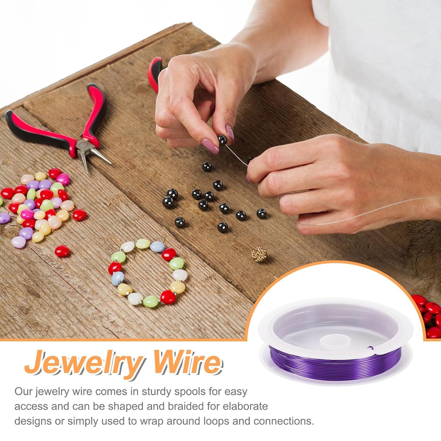 HARFINGTON 10ft Jewelry Wire, 22 Gauge (0.7mm) Brass Craft Soft Metal Tarnish Resistant Copper Beading Wire for Jewelry Making Supplies Crafting, Purple