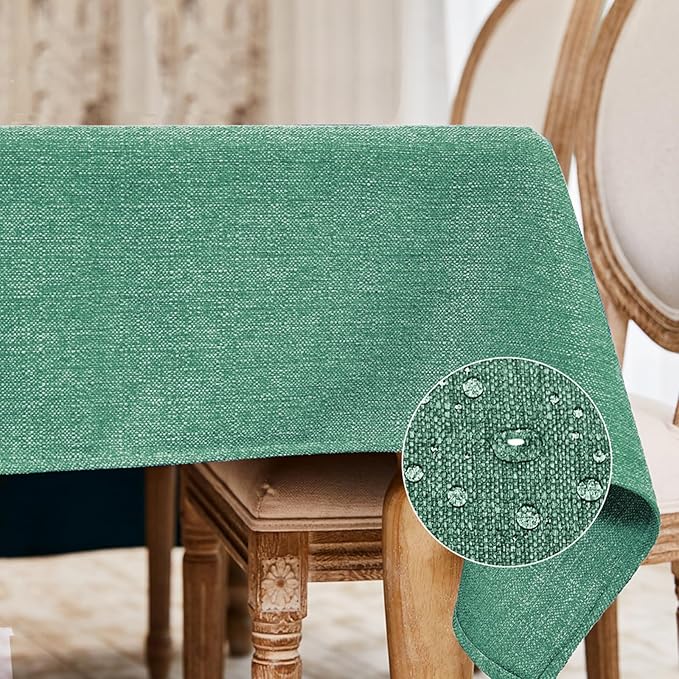BALCONY & FALCON Rectangle Tablecloth Washable Wrinkle Resistant and Water Proof Table Cloth Decorative Linen Fabric Tablecloths for Dining Parties Kitchen Wedding Outdoor(Light Aqua Green, 57x118)