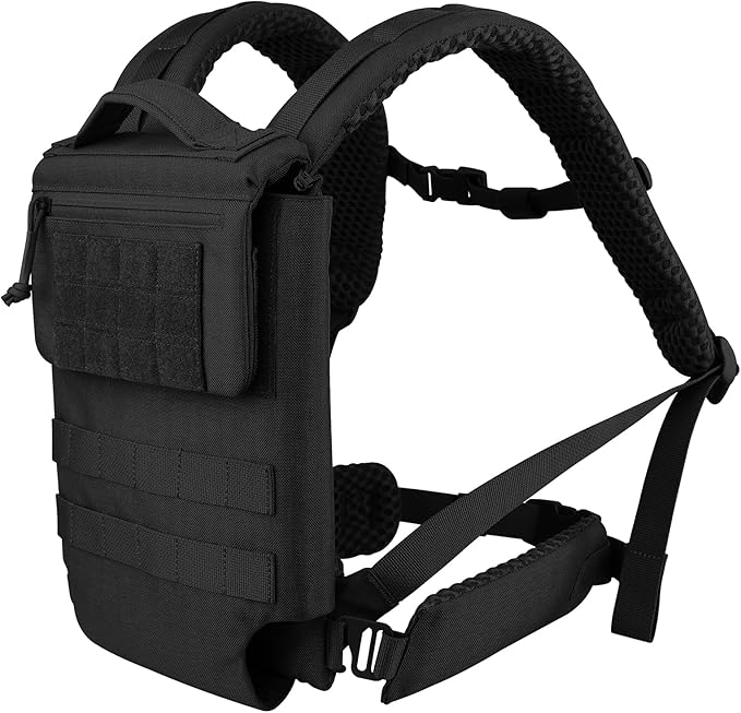 PETAC GEAR Upgraded Weighted Backpack Rucking Backpack for Weight Plates/Honeycomb Breathable fabric/Belt support/Back support platform (max 15lbs capacity)(BK)