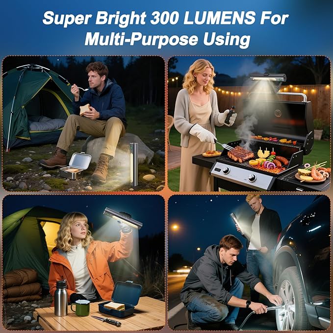 Rechargeable 360° BBQ Grill Light for Outdoor Grilling with Magnetic, IPX5 Waterproof, 2-Level Brightness, USB-C Charging, Portable Grill Accessories, Grilling Gift for Men, Dad, Grill Lights