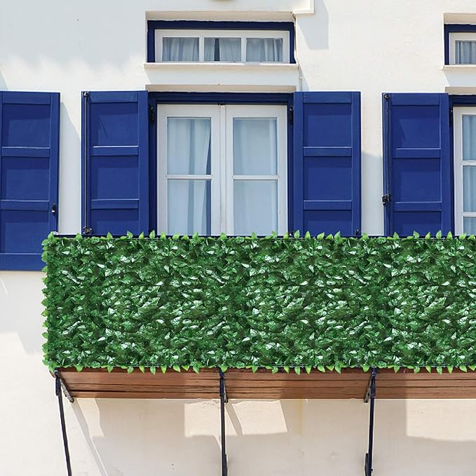 Ogrmar 98x39 inch Artificial Leaves Privacy Fence Screen Artificial Hedges Fence Outdoor Decorative Faux Ivy Fencing Panel Vine Privacy Fence Wall Screen