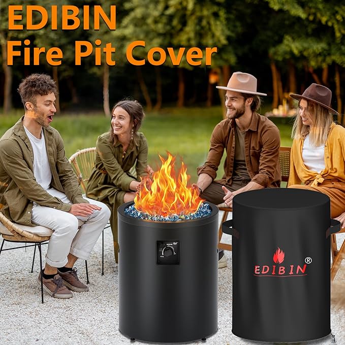 Fire Pit Cover for Bali Outdoors 23 Inch Cylinder Firepit,24" D X 27" H Waterproof Cover Compatible with Bali Outdoors 23 inch Outdoor Fire Pit Round