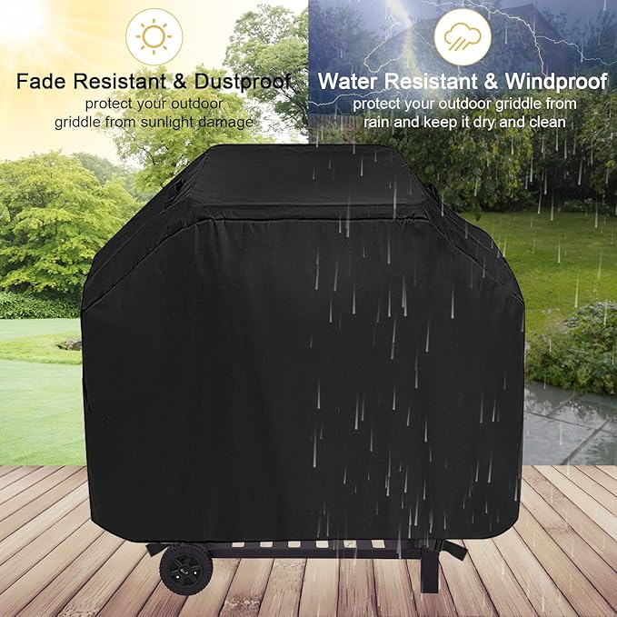 Waterproof Griddle Cover, Dustproof BBQ Grill Cover for Royal Gourmet CD1824AX 24 inch Charcoal Grill,Barbecue Grill Covers for Smoker Grill,52" x 25" x 48"