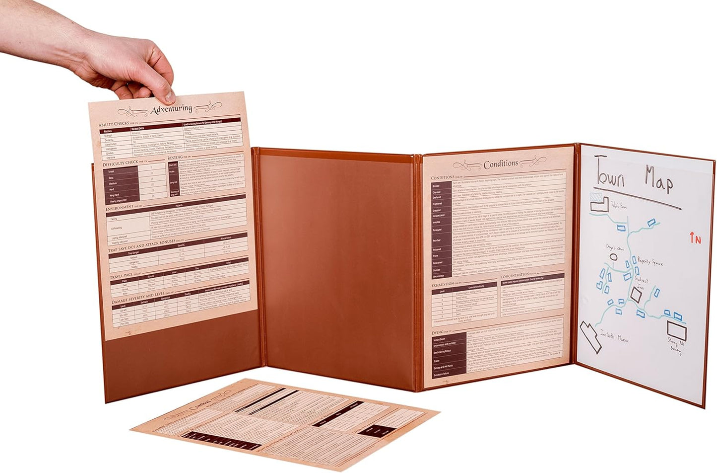 Hexers Game Master Screen, Compatible with Dungeons and Dragons, DND DM Pathfinder RPG Role-Playing, 4 Customizable Panels Inserts Included That Slide into The Pouches, Dry Erase Tracker Sheet