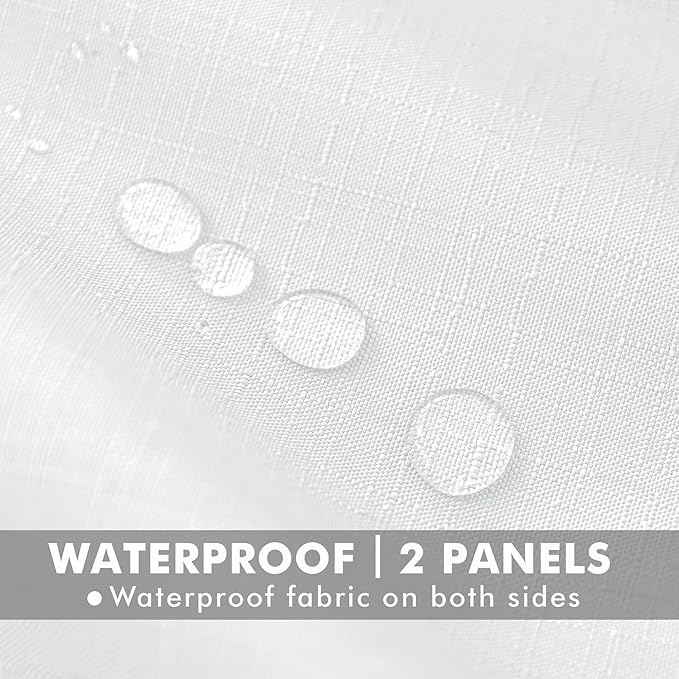 HolidayIdeas 4 Panels Linen Outdoor Curtains for Patio Waterproof White Curtains 84 Inch Length-Outside Curtains Weatherproof, Privacy for Pergola, Porch, Gazebo-54 Wide x 84" Long