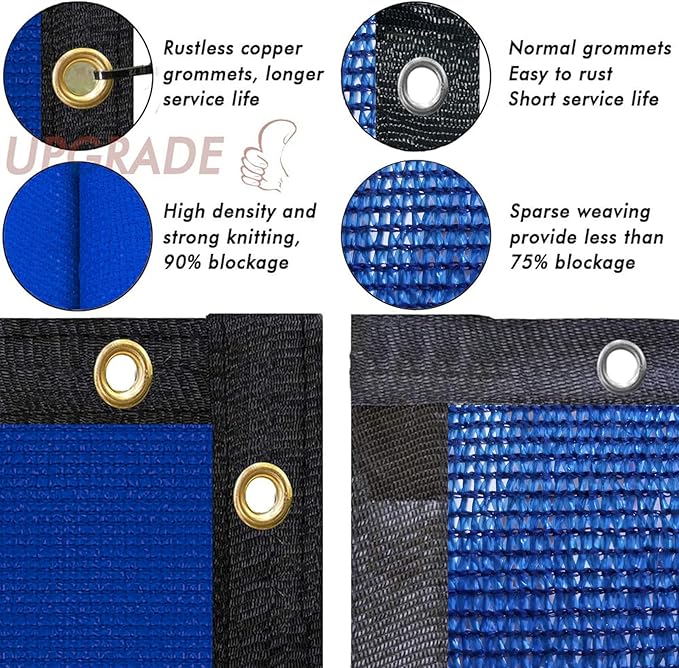 UPGRADE Privacy Screen 4' x 50' Fence Commercial Shade Cover with Brass Grommets Heavy Duty Perfect for Outdoor Back Yard, Blue, Customizable
