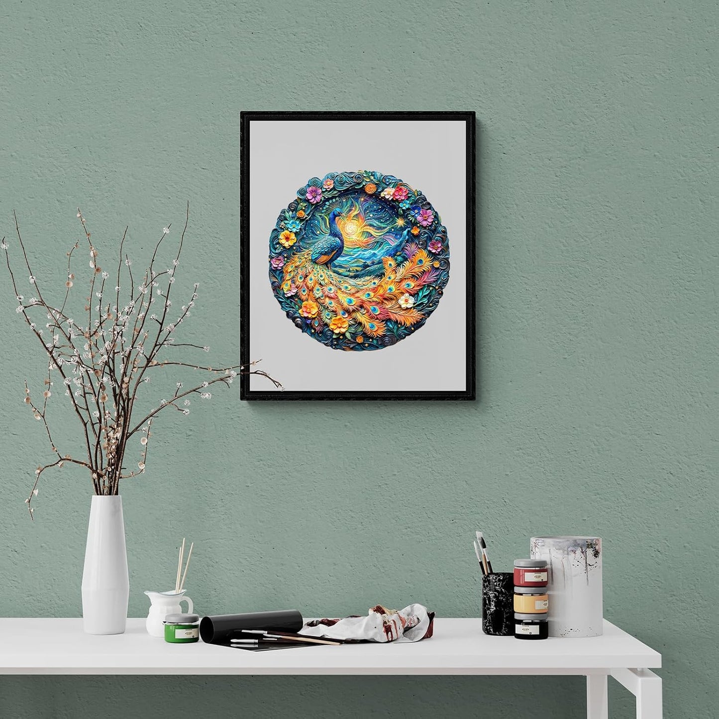 Wooden Puzzles for Adults,Aurora Peacock Shaped Unique Wooden Jigsaw Puzzles, Creative Ghristmas Gift for Teenagers and Adults.