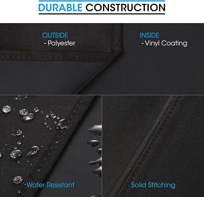 Unicook Square Fire Pit Cover 38 Inch, Heavy Duty Waterproof Fire Table Cover, Outdoor Firepit Protector with Drawstring and Handles, All Weather Protection, Black