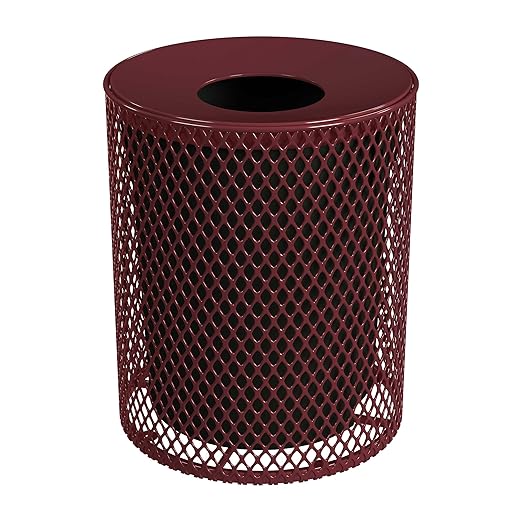 Leisure Craft Heavy-Duty 32 Gallon Receptacle, Portable, Liner Included, Made with Heavy-Gauge Metal and a Durable Thermoplastic Coating, Commercial Outdoor Park Receptacle, Made in The USA