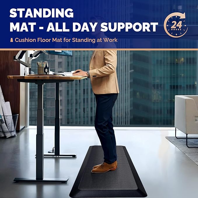 FEATOL Anti Fatigue Mat for Standing, 9/10 Extra Thick Ergonomic Standing Desk Mat, Comfort & Durable Memory Foam Standing Mat at Home,Office All Day (20" x 32", Black, 1PC)