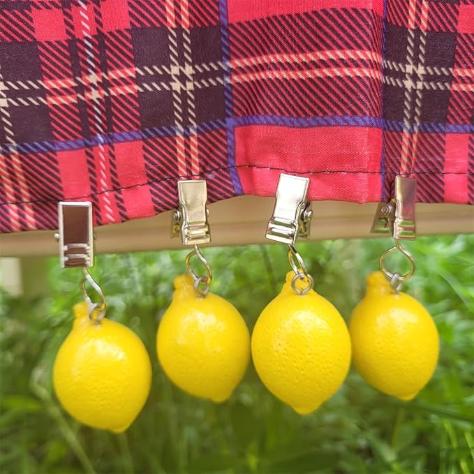 TwoFish Home Set of 4 Lemon Resin Tablecloth Weights Clips Handicraft Lemon Tablecloth Clamps Pack of 4