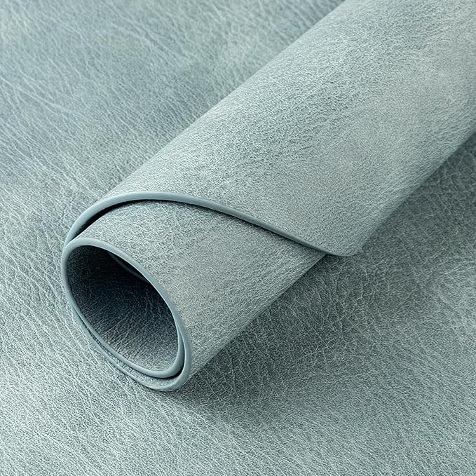 ADRIMER Placemats, Heat Resistant Oval Placemats Set of 6 Washable 12 x 17 Inch, Waterproof Table Mats, Wipeable Pu Place Mats for Kitchen, Dining Room, Light Blue