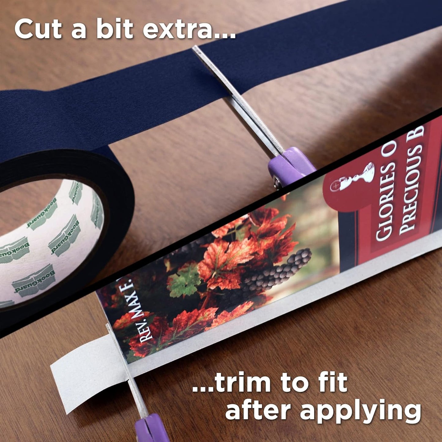 BookGuard 1-1/2 Inch Vinyl-Coated Cotton Cloth Bookbinding Repair Tape, 15 Yard Roll, Navy Blue