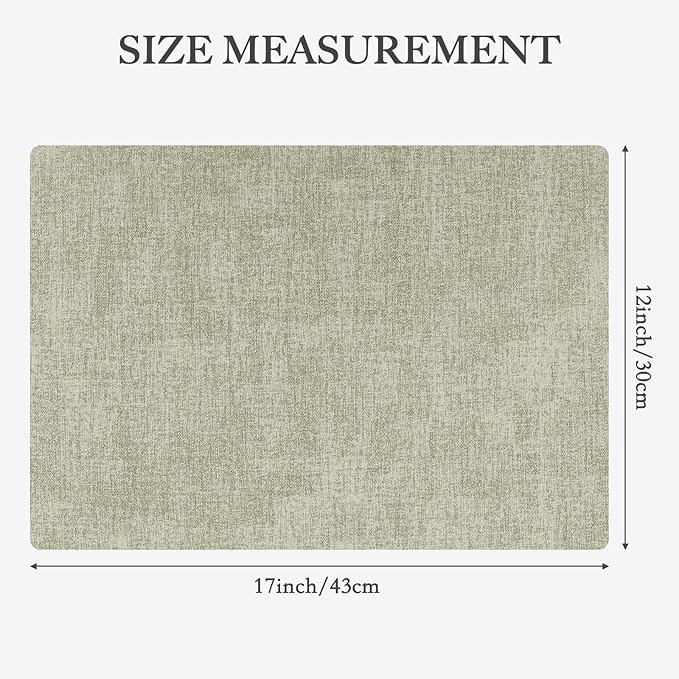 Faux Leather Heat Resistant Spring Placemats Set of 4 – Waterproof Oilproof Wipeable Dining PU Place Mat Easy Clean Table Mats for Kitchen/Dining/Party/Holiday, Grass Green