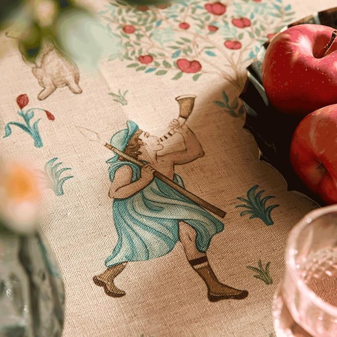patdrea Designer Beige Rectangle Small Tablecloth,Vintage Italian Durable Linen Trees Pattern Table Cloth,Decor Table Cover Cloth for Kitchen Dining,Christmas,Thanksgiving,55"x71"-Tatiana a