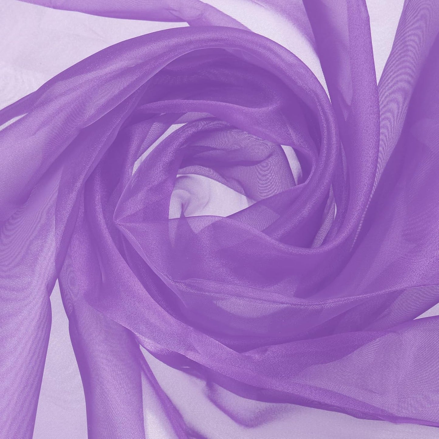 MECCANIXITY Iridescent Sheer Organza Fabric, 2 Yards x 59 Inches Solid Holographic Shiny Fabric Organza Cloth for Wedding, Curtains, Costume, Photo Background, Light Purple