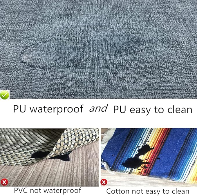 WAZAIGUR Washable Wipeable Waterproof Heat Resistant Faux Leather Placemats Set of 6,PU Palce Mats for Indoor and Outdoor,Easy to Clean Table Mats,Blue-Grey