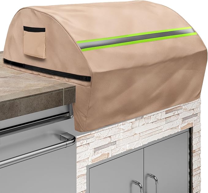 Built in Grill Cover for Lynx 36-Inch - Heavy Duty 600D Waterproof with Reflective Strips and Plush Lining,Protects The Built in Grill While Enhancing its Visual Appeal,25.5''L x 36''W x 26''H,Khaki