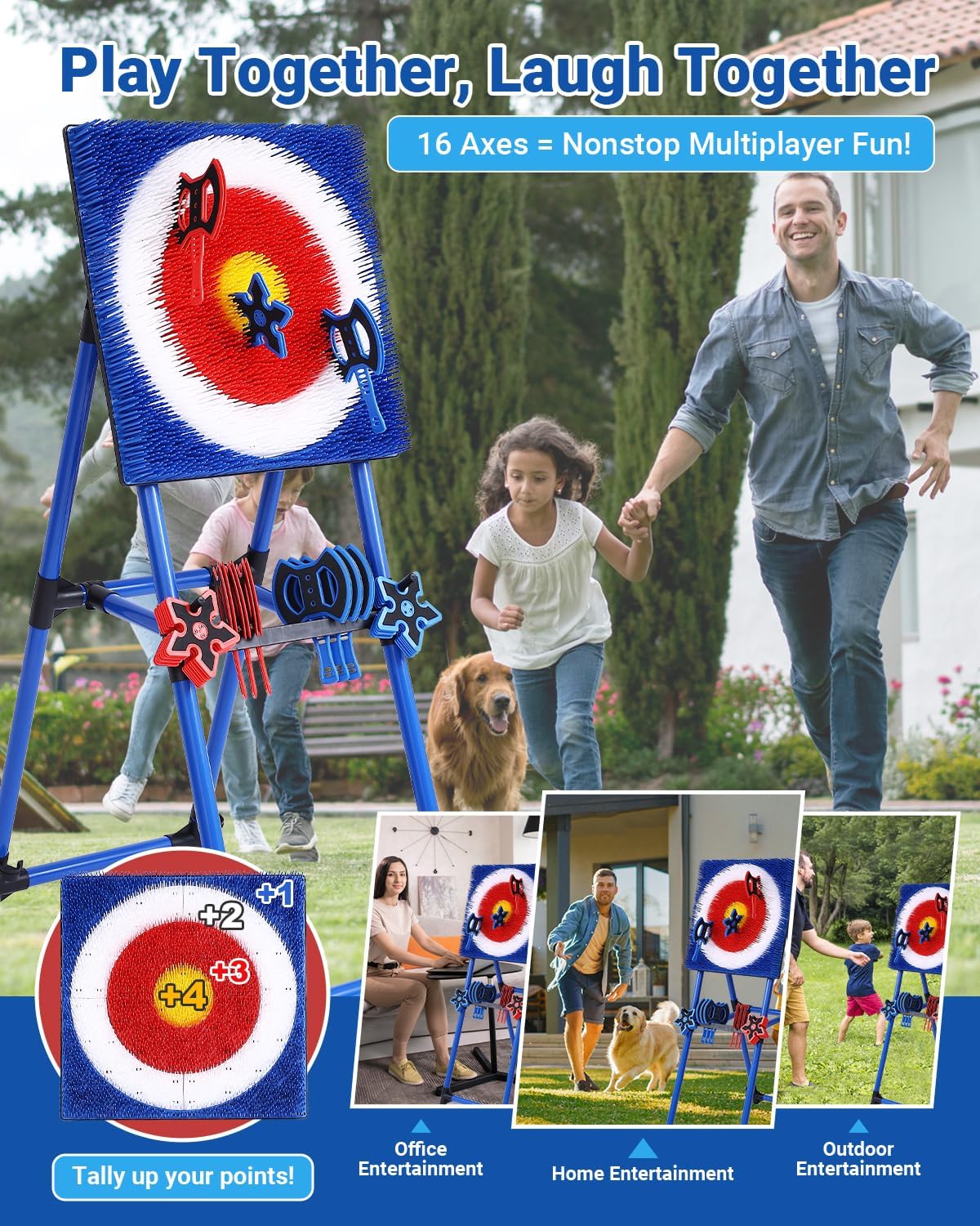 Axe Throwing Game for Backyard - 8 Throwing Axes Set - Deluxe Foldable Plastic Axe Throwing Target Game for Adults Kids, Outdoor Games Carnival Games