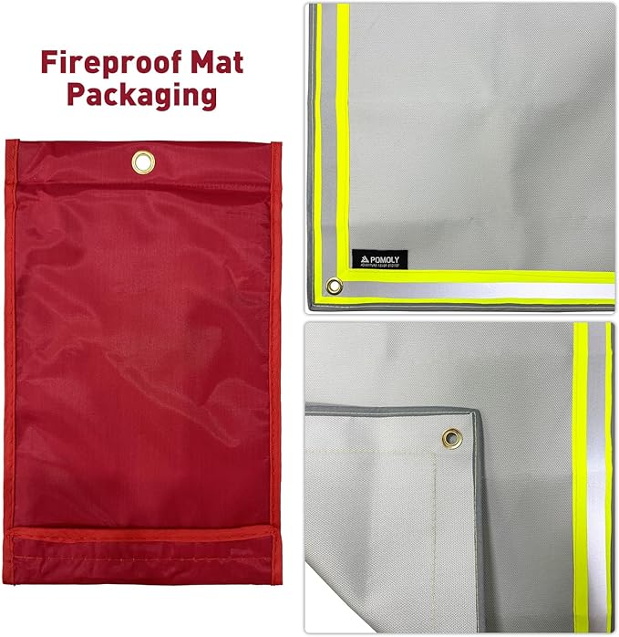 POMOLY Fire Pit Mat,Fireproof Mat Visible at Night-Great for Deck Fire Pit Base,Patio Fire Pits Pad for Outdoor Wood Burning, Wood Floor, Grass, Campsite, Lawn(31.5'' X20'')