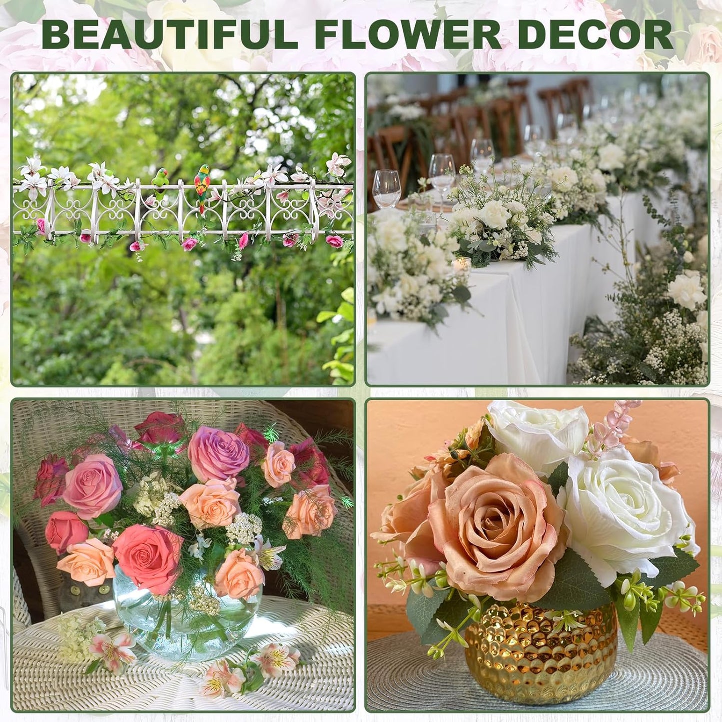 PATIKIL 32 Inch 22 Gauge Floral Stem Wire, 5 Pack/200 Pieces Bouquet Stem Paper Wrapped for DIY Crafts Flower Arrangements, Green