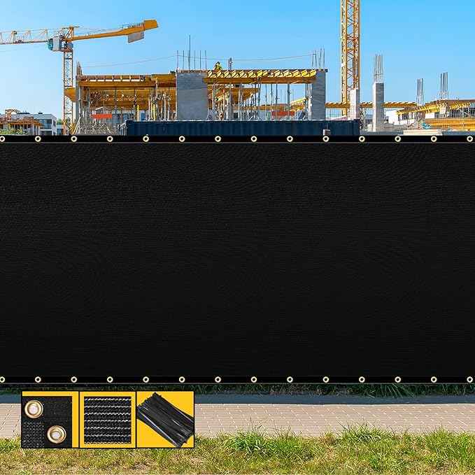 Customized 8' x 163' Black Fence Privacy Screen,with Bindings & Grommets,Heavy Duty for Gardens,Backyard,Patio,Tennis Court,Pool,Construction Project, We Make Custom Sizes