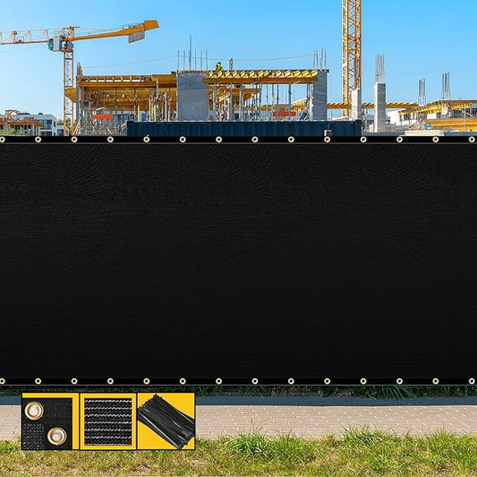 Customized 8' x 199' Black Fence Privacy Screen,with Bindings & Grommets,Heavy Duty for Gardens,Backyard,Patio,Tennis Court,Pool,Construction Project, We Make Custom Sizes