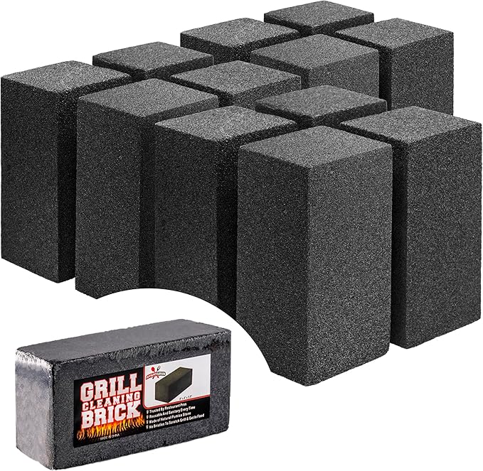 Commercial Grade Grill Cleaning Brick Bulk 12 Pack by Avant Grub. Pumice Stone Cleaner Tool Cleans and Sanitizes Restaurant Flat Top Grills or Griddles Effectively Without Harsh Chemicals or Abrasives