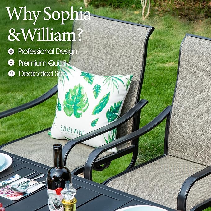 Sophia & William Outdoor Dining Set Patio Dining Set for 4 Round Patio Table and Chairs Set 5 Pieces with Swivel Patio Chairs 42" Metal Table for Garden Pool All Weather Brown