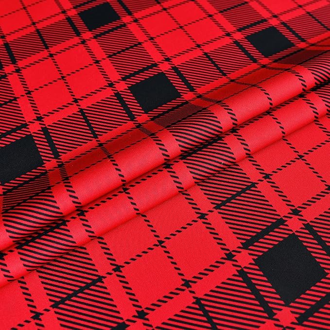 Classic Gingham Buffalo Xmas Tablecloth Fabric - Oblong 58x144 Inch Water Proof Checkered Table Cloth for Indoor Outdoor - Red Christmas Plaid Table Cover for Christmas, Holiday, New Year