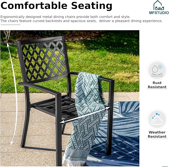 MFSTUDIO Outdoor Dining Set for 8, Patio Dining Set with Expandable Table, 9 Piece Patio Table and Chairs Set, Outdoor Patio Furniture Set for Deck Backyard Poolside Garden