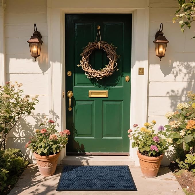 Yimobra Doormat Outdoor Entrance 29.5x17, All-Weather Waterproof Outdoor Mats for Front Door, Non Slip Welcome Door Mat for Patio Proch Outside Entryway Indoor, Blue