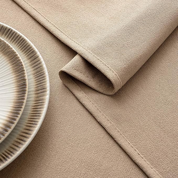 MIULEE Brown Linen Polyester Tablecloth 52x70 Inch Rectangle Table Cloth Waterproof,Stain Resistant & Wrinkle Resistant for Dining Party Wedding