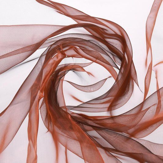 MECCANIXITY Iridescent Sheer Organza Fabric, 10 Yards x 59 Inches Solid Holographic Shiny Fabric Organza Cloth for Wedding, Curtains, Costume, Photo Background, Gradient Dark Coffee