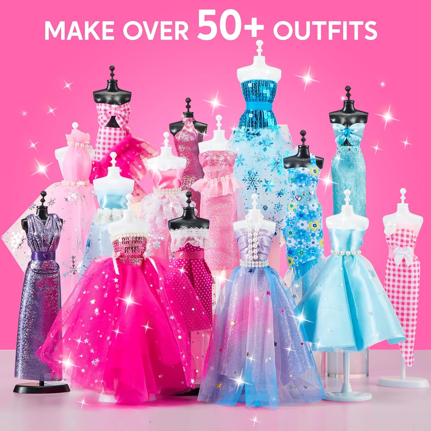 Klever Kits 400+PCS Fashion Design Crafts for Kids, Art and Crafts, DIY Sewing Kits with 3 Mannequins for Girls Aged 8-12, Birthday Presents, Toys for Kids