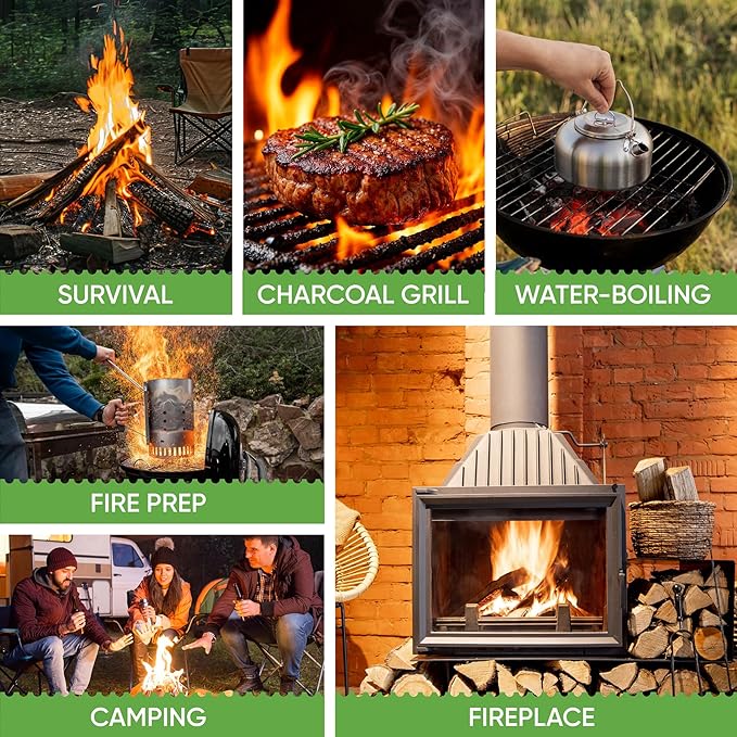 Inflame Fire Starters 70 pcs Fire Starters for Campfires, Grill, BBQ, Fireplace, Woodstove - Charcoal Starter - Waterproof, Weather-Resistant - Natural Wood Fireplace Starters