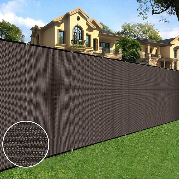 Sunnyglade 5 feet x 50 feet Privacy Screen Fence Heavy Duty Fencing Mesh Shade Net Cover for Wall Garden Yard Backyard (Brown, 5 ft X 50 ft)