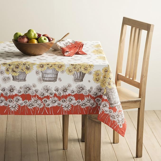 Maison d' Hermine Table Cloth Rectangle Table 100% Cotton 54 x 72 Inches Fall Tablecloth Reusable Everyday Use for Thanksgiving Christmas Decorations Dining Farmhouse Party (Bagatelle)
