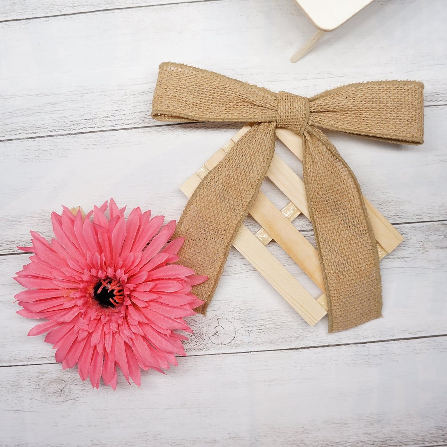 CT CRAFT LLC Burlap Fabric Wired Ribbon 1.5" x 20 Yards Natural Color for Christmas Home Wedding Decor Gift Wrapping Tree Topper Bow Wreath Bouquet DIY Crafts