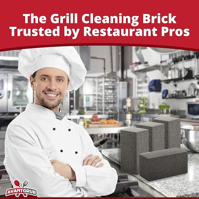 Heavy Duty Grill Cleaning Brick 1 Pack. Commercial Grade Pumice Stone Tool Cleans & Sanitizes Restaurant Flat Top Grills or Griddles. Remove Grease Stains and Dirt Without Harsh Chemicals or Abrasives