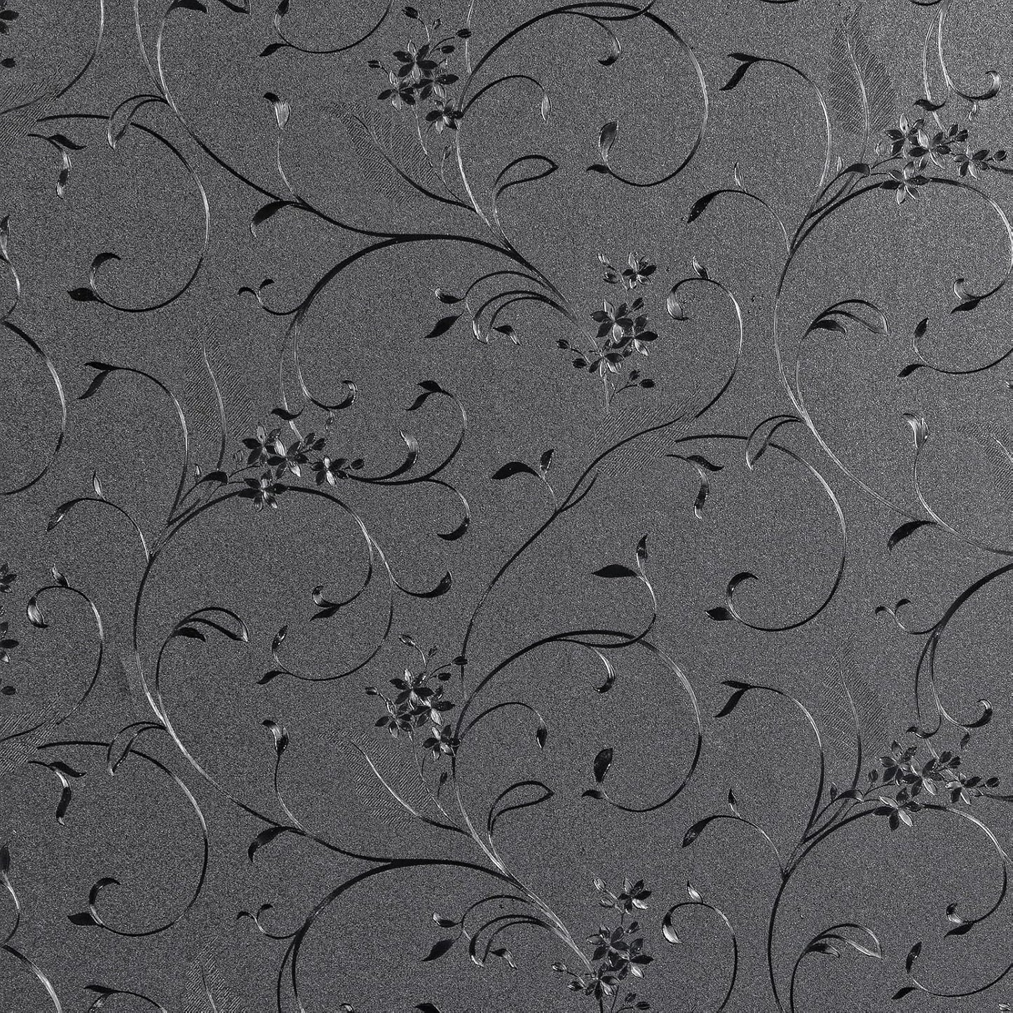 Mikomer Total Blackout Window Film,100% Light Blocking Privacy Glass Door Film Etched Flowers,Room Darkening Window Cling,No Glue/Heat Control/Anti UV for Day Sleep & High Privacy,35In. by 78.7In.