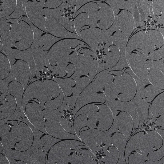 Mikomer Total Blackout Window Film,100% Light Blocking Privacy Glass Door Film Etched Flowers,Room Darkening Window Cling,No Glue/Heat Control/Anti UV for Day Sleep & High Privacy,17.5In. by 78.7In.