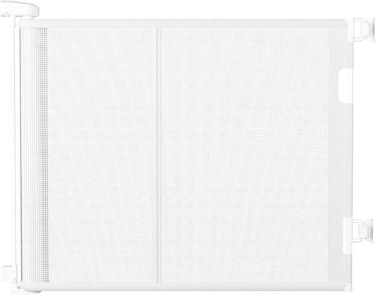 55 inches Retractable Baby Gate, 34 inches Tall Extra Wide Pet Gate for Stairs, Hallways and Doorways, Indoor Outdoor Safety Gate for Toddlers & Small Dogs, White