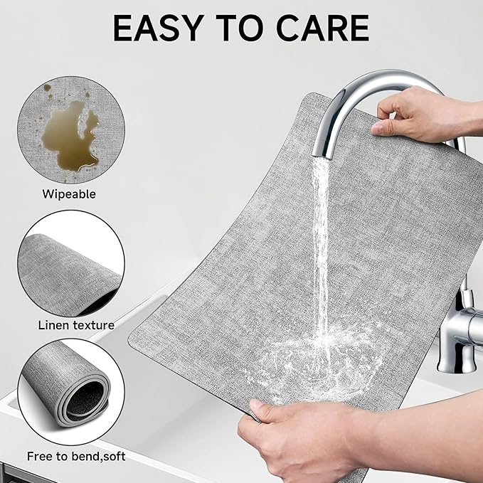 Faux Leather Vinyl Placemats Set of 6 Wipeable Heat Resistant Place Mats 100% Washable - Waterproof - Anti Slip Reversible Table Mats for Kitchen/Dining/Party, 12" x 16.5", Smokey Grey & Dark Grey