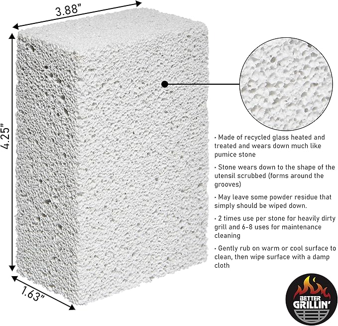 Better Grillin Scrubbin Stone Grill Cleaner Handle-Protect Hands & Nails When Scouring Grill with Three Scrubbin Stone