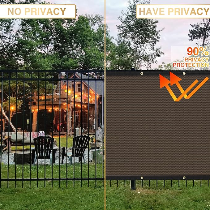 Privacy Fence Screen 8' x 50' Heavy Duty Mesh Windscreen Cloth Brown