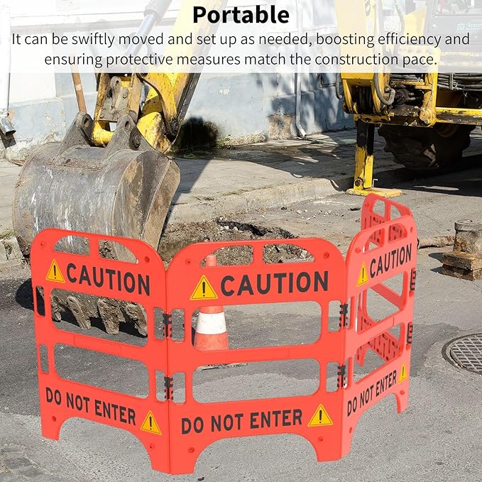 Collapsible Safety Barrier with Reflective Strips - Portable Foldable Caution Barricade for Construction Zones, Crowd Control & Traffic Safety, High Visibility Durable Barrier, Weatherproof Hazard Warning Fence